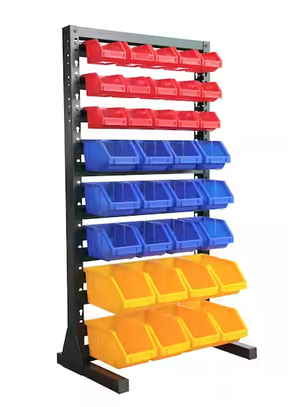 Photo 1 of Black 8-Tier Haning Bin Storage System Garage Storage Rack (70 Plastic Bins in 8 Tier)
