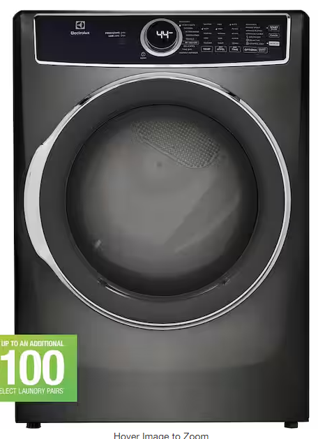 Photo 1 of 8.0 Cu. Ft Front Load Perfect Steam Electric Dryer with LuxCare Dry and Instant Refresh in Titanium
