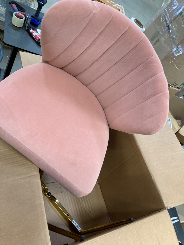 Photo 2 of Luna Pink Velvet 20 in.W x 19.5 in.D x 29 in.H Tufted Wingback Side Chair with Metal Legs
