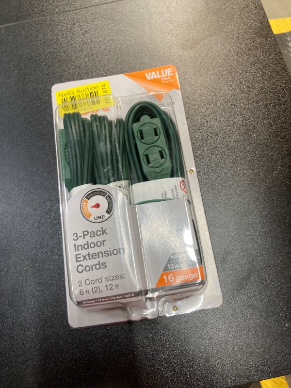 Photo 2 of 16/2 in. x 6 ft. Green 6 ft. x 12 ft. Extension Cords (3-Pack)