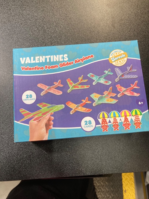 Photo 1 of 28 Pack Valentines Day Gifts for Kids, Foam Airplanes Party Favor Set with Valentines Greeting Cards for Kids, Valentine's Day School Prize Party Favor, Classroom Exchange Gift Set Gnome Card 1