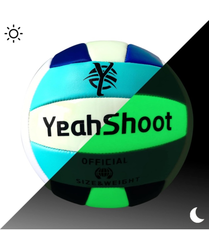 Photo 1 of Glow in the dark YeahShoot volley ball, black and blue color.