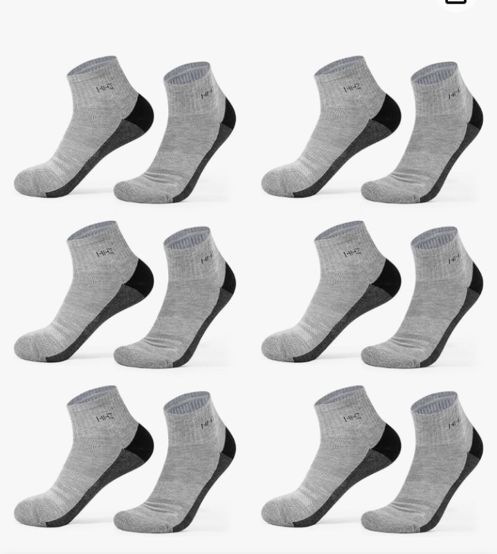 Photo 1 of Mens 6-Pack Running Socks Ankle Socks Quarter Low Cut Moisture Wicking Comfort Cushioned Athletic Socks, YH230702-Grey