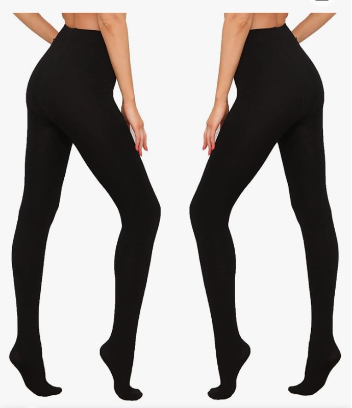 Photo 1 of HA WA Fleece Lined Tights for Women, 2 Pairs Ultra Opaque Tights with Control Top Waistband