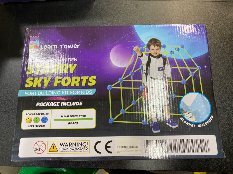 Photo 3 of Fort Building Kit for Kids Glow in The Dark - Starry Sky Forts - 100 Pieces - Toys for 3+ Years Old Boys Girls - Play Tent Tower Indoor & Outdoor, Bundle of 2