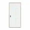 Photo 1 of 36 in. x 80 in. 6-Panel White Painted Steel Prehung Left-Hand Outswing Front Door w/Brickmould
