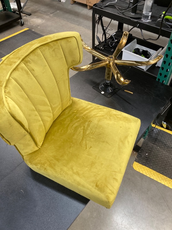 Photo 2 of (EXAMPLE PHOTO) wing back velvet mustard rolling chair