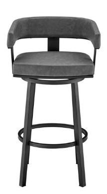 Photo 1 of Lorin 30 in. Gray/Black Open Back Metal Bar Stool with Faux Leather Seat