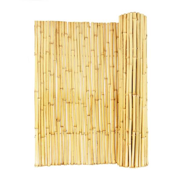 Photo 1 of 3/4 in. D 48 in. H x 96 in. W Natural Rolled Bamboo Fence Natural Bamboo Fencing Decorative Rolled Wood Fence 