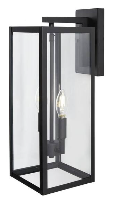 Photo 1 of 19.25 in. Matte Black Modern Outdoor 2-Light Wall Sconce