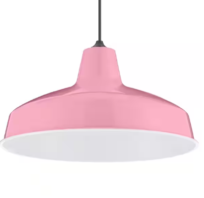 Photo 1 of -Light Pink Warehouse Pendant with Metal Shade