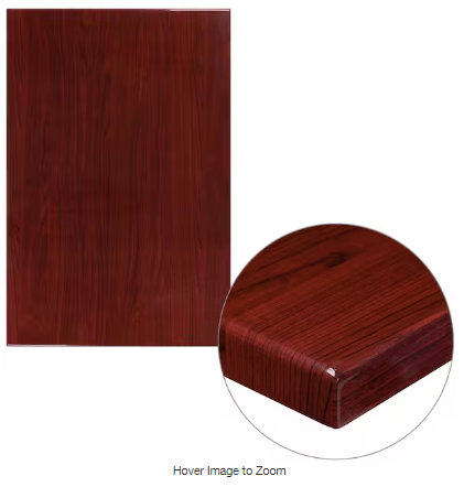 Photo 1 of 30 in. x 45 in. High-Gloss Mahogany Resin Table Top with 2 in. Thick Drop-Lip