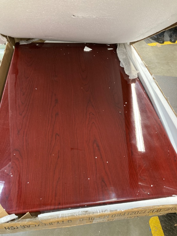 Photo 2 of 30 in. x 45 in. High-Gloss Mahogany Resin Table Top with 2 in. Thick Drop-Lip