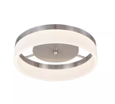 Photo 1 of 13.75 in. 21-Watt Brushed Nickel Integrated LED Ceiling Flush Mount