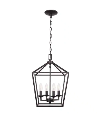 Photo 1 of ***SEE NOTES*** Weyburn 4-Light Bronze Farmhouse Chandelier Light Fixture with Caged Metal Shade 