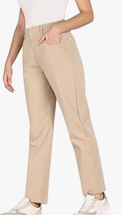 Photo 1 of Bamans Khaki Pants for Women Dress Pants Straight Leg Work Casual Pant for Office Business with 4 Pockets XXL, 30" Inseam, 36
