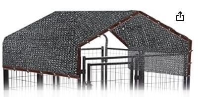 Photo 1 of 10ft x 10ft Dog Kennel Cover Tarp Mesh Shade Panel - Black Mesh Sunblock Shade Tarp Panel Sunblock Garden Mesh UV Resistant Net for Outdoor Dog Kennel
