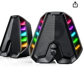 Photo 1 of GS04 Computer Speakers,RGB PC Wired Speakers with Subwoofer, USB-Powered Computer Speakers for Desktop with Bass Diaphragms Stereo, Small Gaming Speakers for PC Computer Laptop Mini Monitor
