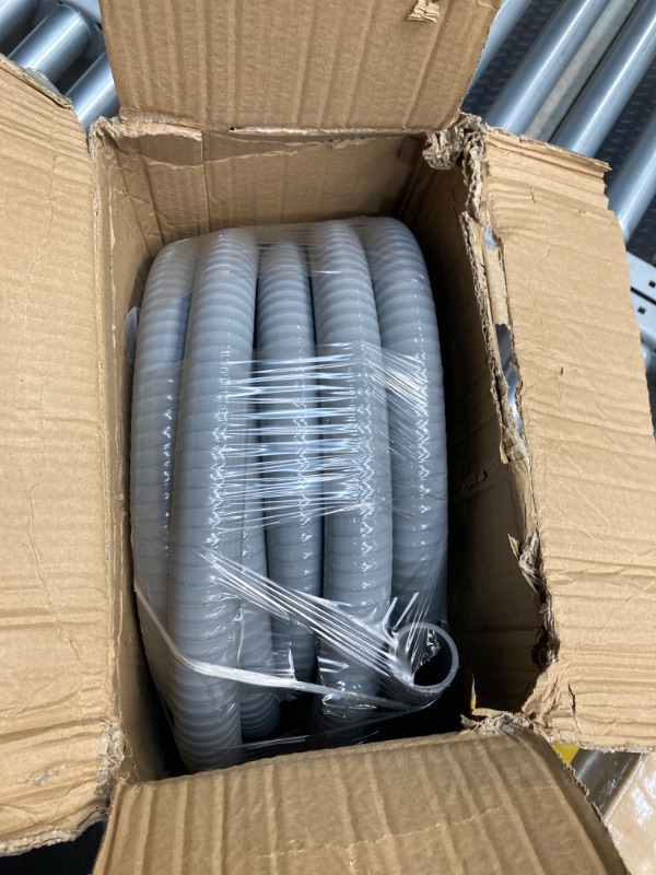 Photo 2 of 1 Inch 25 FT Non Metallic Liquid-Tight Conduit and Connector Kit - Includes 5 Straight and 4 Angle Fittings for Electrical Wiring