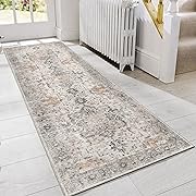 Photo 1 of  Area Rug 2x5 Non Slip Machine Washable Vintage Hallway Runner Rug, Low Pile Lightweight Rugs for Entryway, Hallway, Kitchen and Corridor, Light Taupe Brown