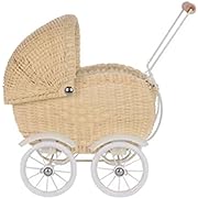 Photo 1 of Pet Stroller 4 Wheels Dog Pram Portable Rattan Stroller for Pets When Going Out Easy to Walk Travel Carrier Beige