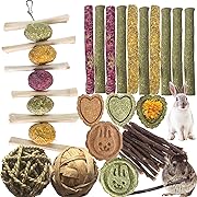 Photo 1 of 2 pack 28PCS Bunny Chew Toys for Teeth, Natural Rabbit hamstersToys Apple Wood Grass Timothy Sticks Chew and Treat for Guinea Pigs Chinchillas