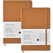 Photo 1 of Coopay 2 Pack A5 Journal Notebooks Classic College Ruled Notebooks Hardcover Leatherette Lined Journals for Office Home School Business, 8.3 x 5.5 inch, 100GSM Thick Paper, 160 Pages (Brown)