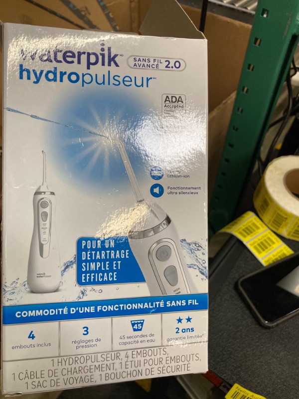 Photo 3 of ***MISSING ITEMS, SEE NOTES*** Waterpik Cordless Advanced Water Flosser For Teeth, Gums, Braces, Dental Care With Travel Bag and 4 Tips, ADA Accepted, Rechargeable, Portable, and Waterproof, White WP-580 White Water Flosser