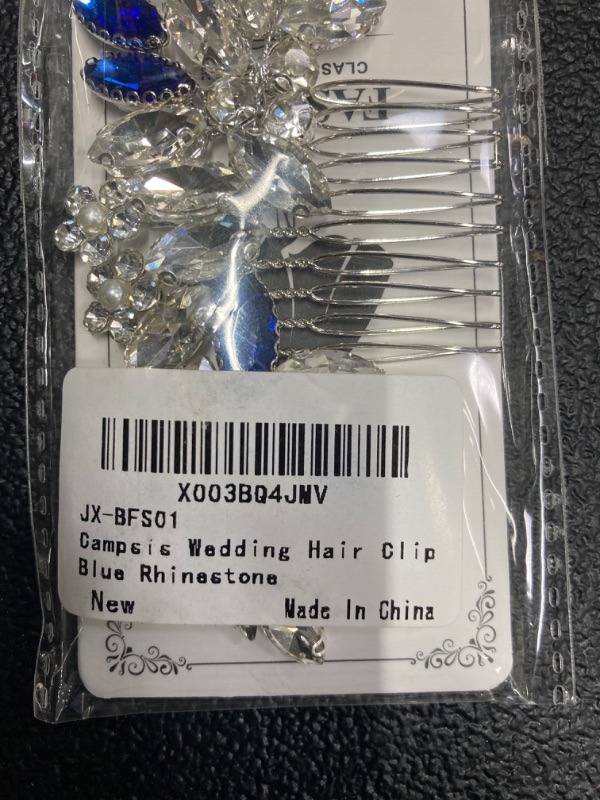 Photo 3 of (**EXAMPLE PHOTO **) Campsis Wedding Hair Side Comb Blue Rhinestone Bridal Hair Accessories for Bride and Bridesmaids Flower Hair Accessories for Women and Girls