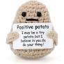 Photo 1 of 2PCS Mini Funny Positive Potato?3inch Knitted Potato Toy with Positive Card Cute Potato Crochet Doll Cheer up Gifts for Birthday Gifts Easter Gifts Party Decoration Encouragement