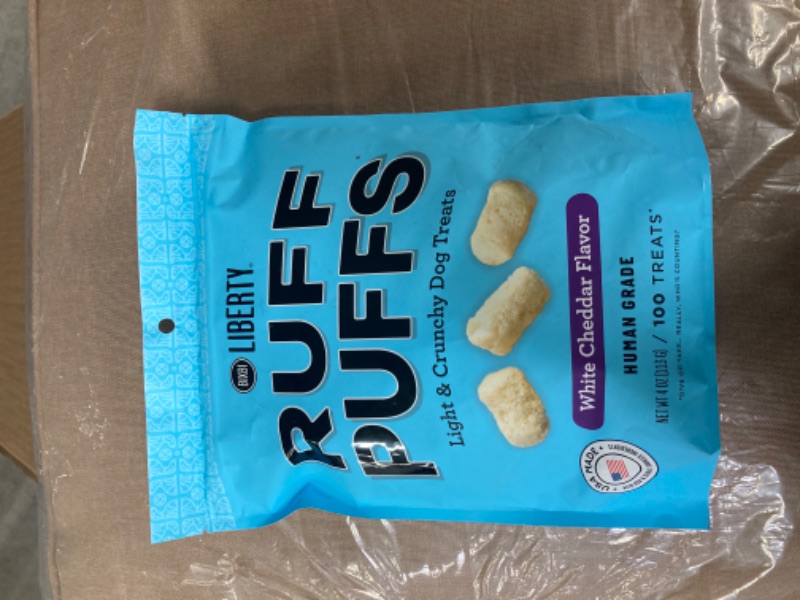 Photo 2 of  BIXBI Liberty Ruff Puffs, White Cheddar (4 oz, 1 Pouch) - Crunchy Small Training Treats for Dogs - Wheat Free and Low Calorie Dog Treats, Flavorful Healthy and All Natural Dog Treats