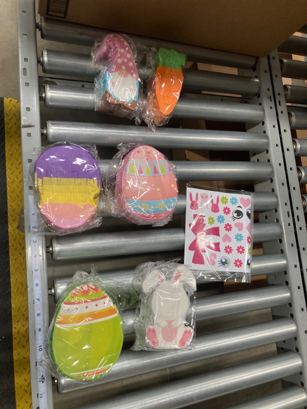 Photo 2 of 6 Set DIY Easter Mini Pinata Bulk with Stickers Easter Egg Bunny Gnome Carrot Party Pinata Table Decoration for Easter Basket Stuffers Birthday Baby Shower Party Supplies, 4.3 x 5.9 Inch