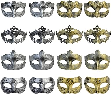 Photo 1 of 16 Pieces Masquerade Masks Vintage Antique Masks Venetian Masks Carnivals Masks for Masquerade Party (2 packs) 32 pieces 