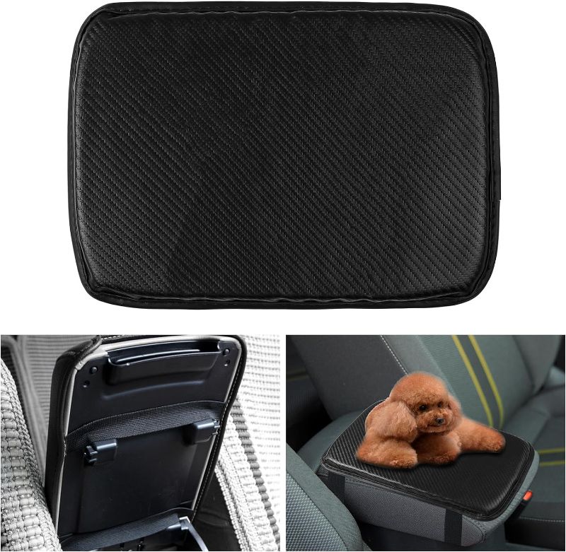 Photo 1 of *** bundle pack *** Center Console Cover for Car, Vehicle Armrest Covers, Automotive Arm Rest Box Lid Covers, Middle Console Storage Organizer Pad, Car Armrest Seat Box Protective Pad Cover, Carbon Fiber Leather ... ( 2 pack ) 