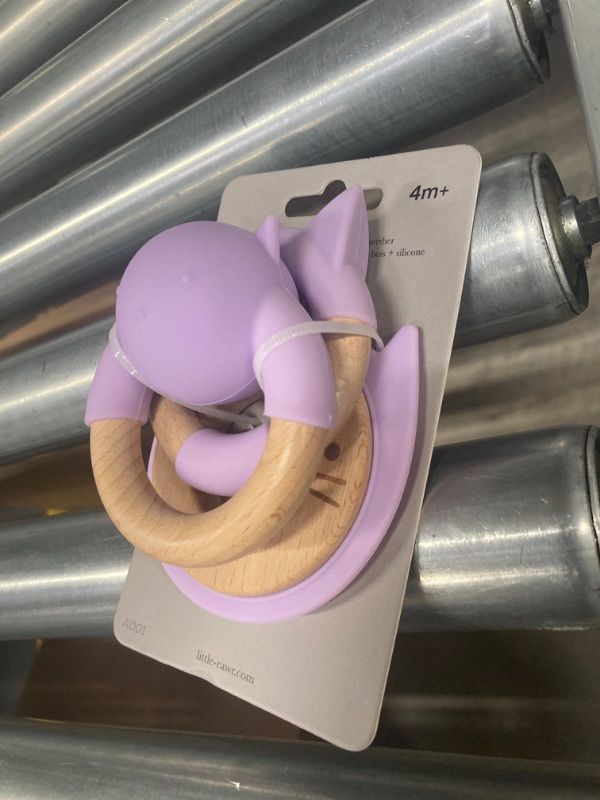 Photo 1 of *** bundle pack *** Baby Teething Toys, Silicone Baby Chew Toys for Soothing Baby Gums, Teethers for Babies 3+ Months,Beech Wood Silicone Baby Teether Toys,Baby Gifts for Girl & Boy,BPA Free-3Pack (Cat,Purple) ( 2 pack ) 