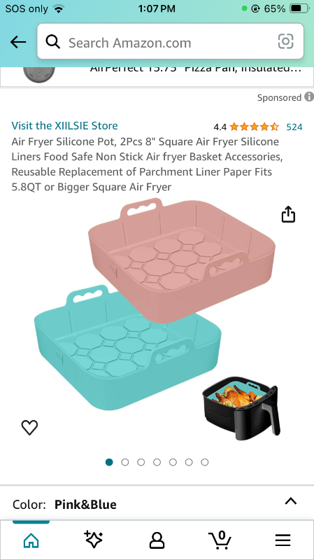 Photo 1 of *** Bundle Pack *** Air Fryer Silicone Pot, 2Pcs 8" Square Air Fryer Silicone Liners Food Safe Non Stick Air fryer Basket Accessories, Reusable Replacement of Parchment Liner Paper Fits 5.8QT or Bigger Square Air Fryer ( 3 pack ) 