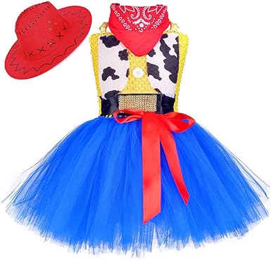 Photo 1 of DOSTUTU , Cowgirl Costume Toddler Girls Tutu Dress Outfit Cowgirl Cosplay Skirt with Bandana Cowboy Hat Halloween Party Dress