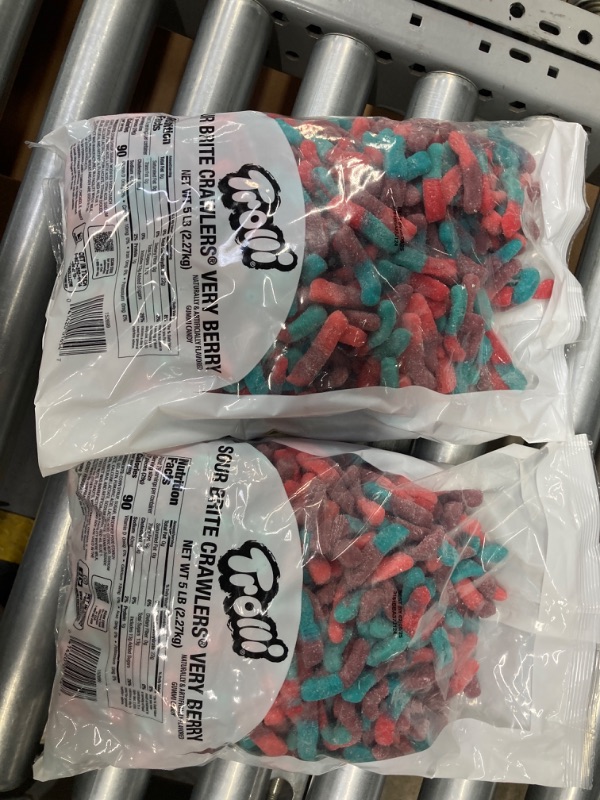 Photo 2 of *** Bundle Pack *** Trolli Sour Brite Crawlers Very Berry Gummy Worms, 5 Pound Bulk Candy Bag Very Berry 5 Pound (Pack of 2) 