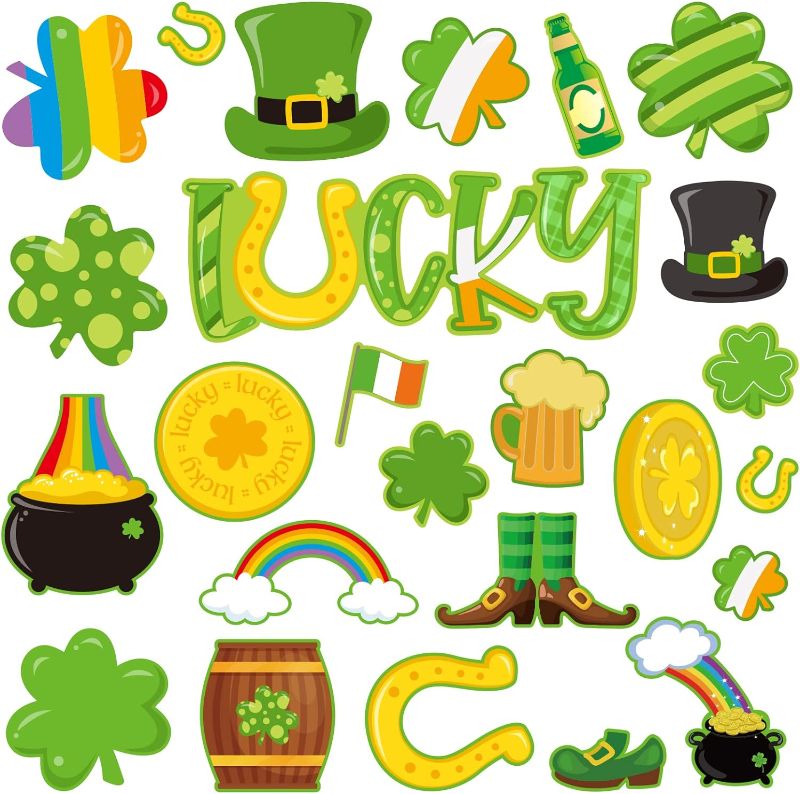 Photo 1 of *** Bundle Pack *** 25 Pieces St. Patrick's Day Cutouts Lucky Shamrock Cutouts for Home Classroom St. Patrick's Day Bulletin Board Decorations ( 4 pack ) 