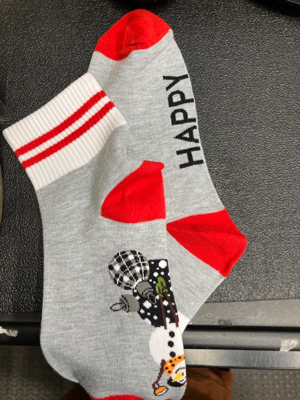 Photo 2 of (**EXAMPLE PHOTO**) red white and grey happy holiday socks