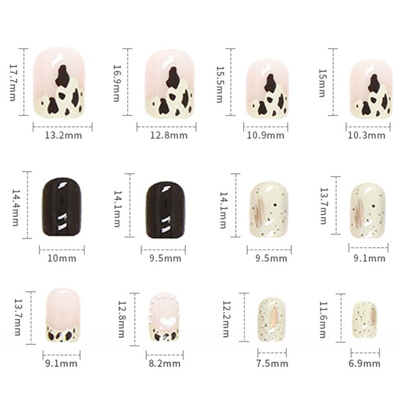 Photo 1 of 24Pcs Full Cover Reusable False Nails Kits, Glue On Nails with Cow Print Designs, Artificial Fingernails Acrylic Fake Nails for Women, Stick on Nails Coffin Shape