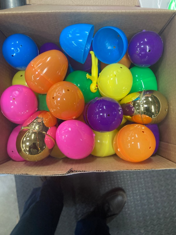 Photo 2 of [2 Surprise Golden Eggs] 50 Pack Prefilled Easter Eggs with Assorted Toys, 50 Plastic Easter Eggs Fillers with 50 Fidget Toys, Easter Eggs Hunt Party Favor for Kids Girls Boys Easter Basket Stuffers