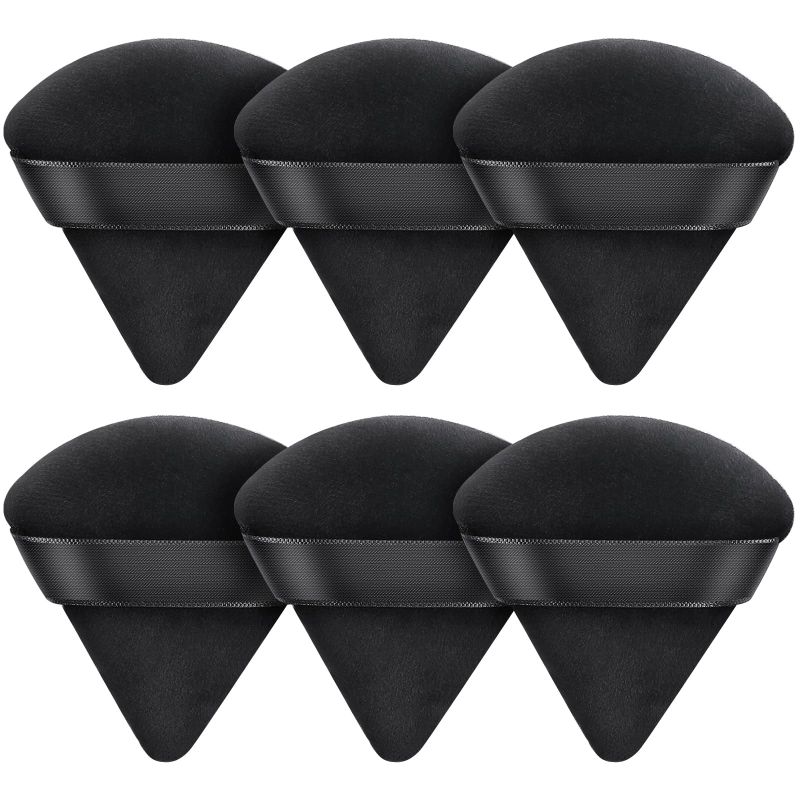 Photo 1 of 6 Pcs Powder Puff Black Triangle Soft Makeup Powder Puff Face Makeup Sponge Puff Velour Makeup Puff Pure Cotton Powder Puff for Loose Mineral Powder Cosmetic Body Contouring Tools A 6 Black