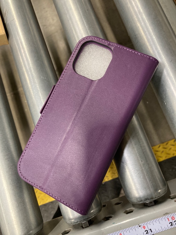 Photo 2 of *** Bundle Pack ***  FYY Case Compatible for iPhone 12 Pro Max 6.7", Luxury [Cowhide Genuine Leather][RFID Blocking] Wallet Case, Flip Case Cover with [Kickstand Function] and [Card Slots] for iPhone 12 Pro Max 5G Purple ( 3 pack ) 