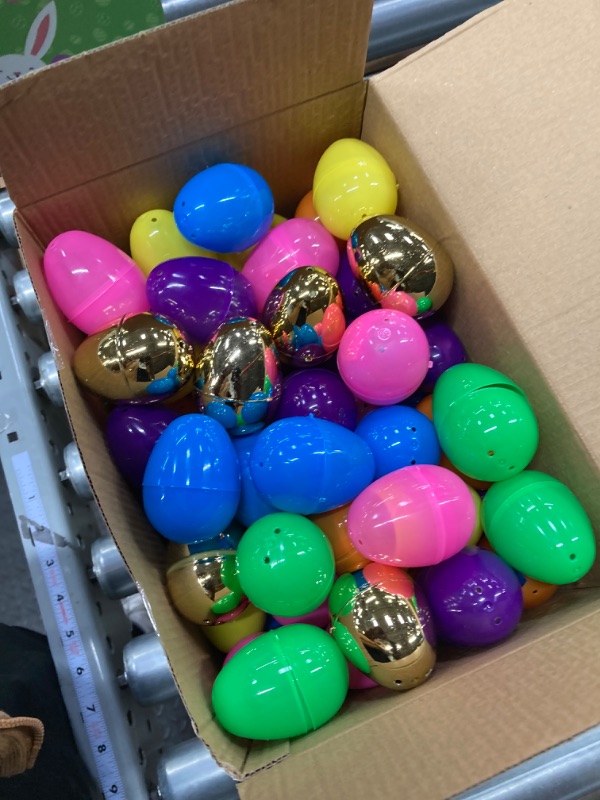 Photo 2 of [6 Surprise Golden Eggs] 100 Pack Prefilled Easter Eggs with Assorted Toys, 100 Plastic Easter Eggs Fillers with Fidget Toys, Easter Eggs Hunt Party Favor for Kids Girls Boys Easter Basket Stuffers