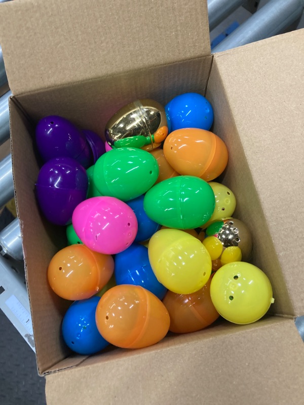 Photo 2 of [2 Surprise Golden Eggs] 50 Pack Prefilled Easter Eggs with Assorted Toys, 50 Plastic Easter Eggs Fillers with 50 Fidget Toys, Easter Eggs Hunt Party Favor for Kids Girls Boys Easter Basket Stuffers