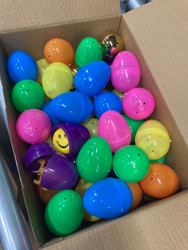 Photo 2 of [6 Surprise Golden Eggs] 100 Pack Prefilled Easter Eggs with Assorted Toys, 100 Plastic Easter Eggs Fillers with Fidget Toys, Easter Eggs Hunt Party Favor for Kids Girls Boys Easter Basket Stuffers