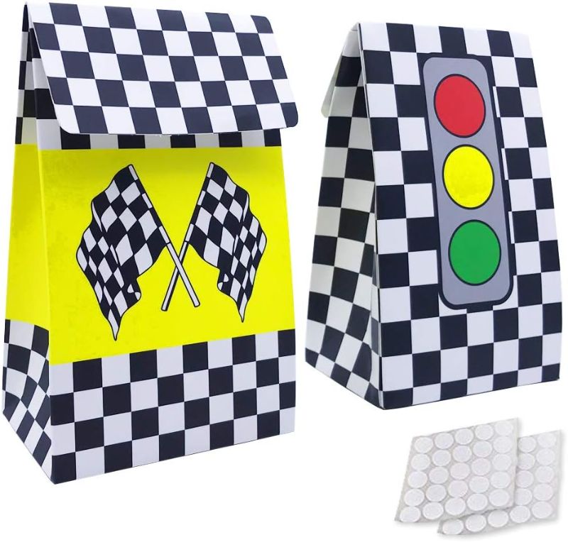 Photo 1 of *** Bundle Pack *** 

VDESFUEBY 20 Packs Checkered Racing Treat Bags Race Car Theme Party Favors for Sports Event and Kids Birthday Supplies ( 2 pack ) 