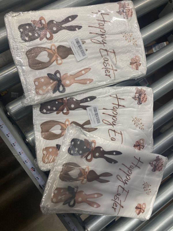 Photo 1 of *** Bundle Pack *** Artoid Mode Bunny Rabbits Eggs Happy Easter Kitchen Towels Dish Towels, 18x26 Inch Seasonal Hello Spring Decoration Hand Towels Set of 4 ( 3 pack ) 
