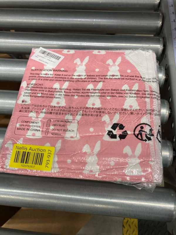 Photo 5 of *** Bundle Pack *** Artoid Mode Pink Dots Bunny Rabbits Easter Kitchen Towels Dish Towels, 18x26 Inch Seasonal Spring Decoration Hand Towels Set of 2 Bunny 1 ( 2 packs ) 